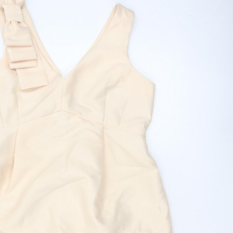 ASOS Women Ivory UK 14 Pencil Dress V-Neck Bow Strap Formal