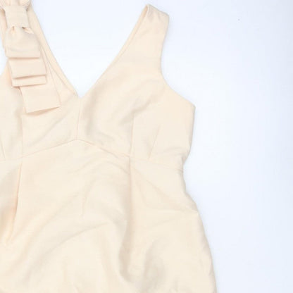 ASOS Women Ivory UK 14 Pencil Dress V-Neck Bow Strap Formal