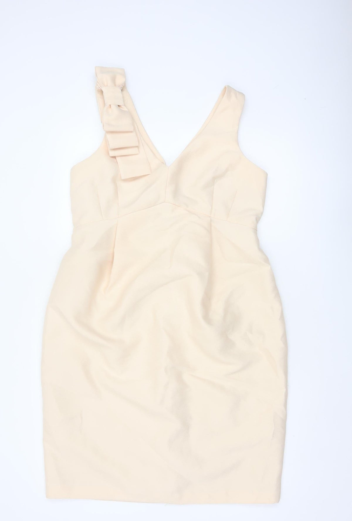 ASOS Women Ivory UK 14 Pencil Dress V-Neck Bow Strap Formal