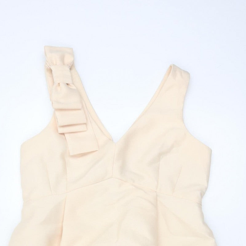 ASOS Women Ivory UK 14 Pencil Dress V-Neck Bow Strap Formal