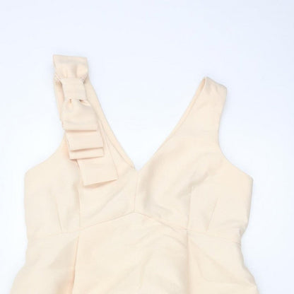 ASOS Women Ivory UK 14 Pencil Dress V-Neck Bow Strap Formal