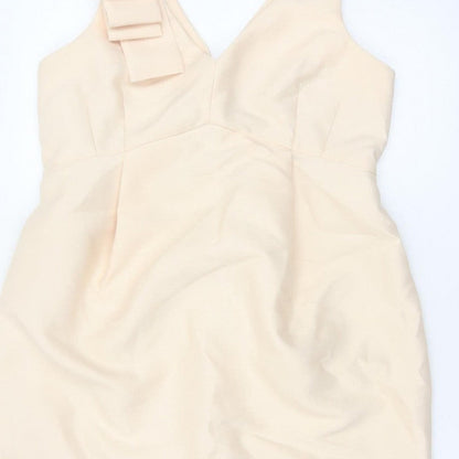 ASOS Women Ivory UK 14 Pencil Dress V-Neck Bow Strap Formal