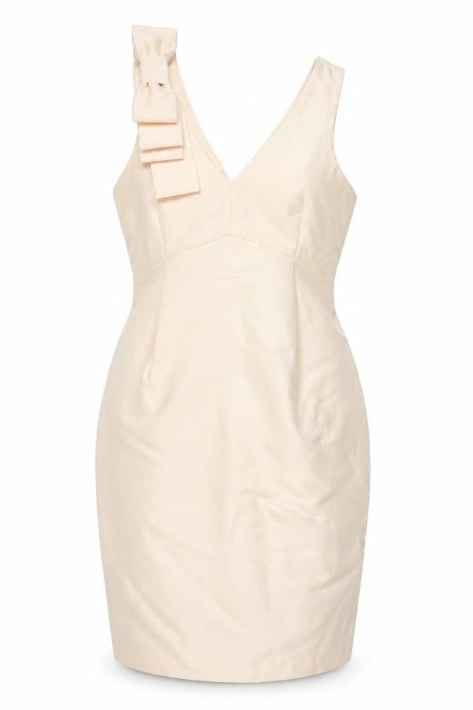 ASOS Women Ivory UK 14 Pencil Dress V-Neck Bow Strap Formal