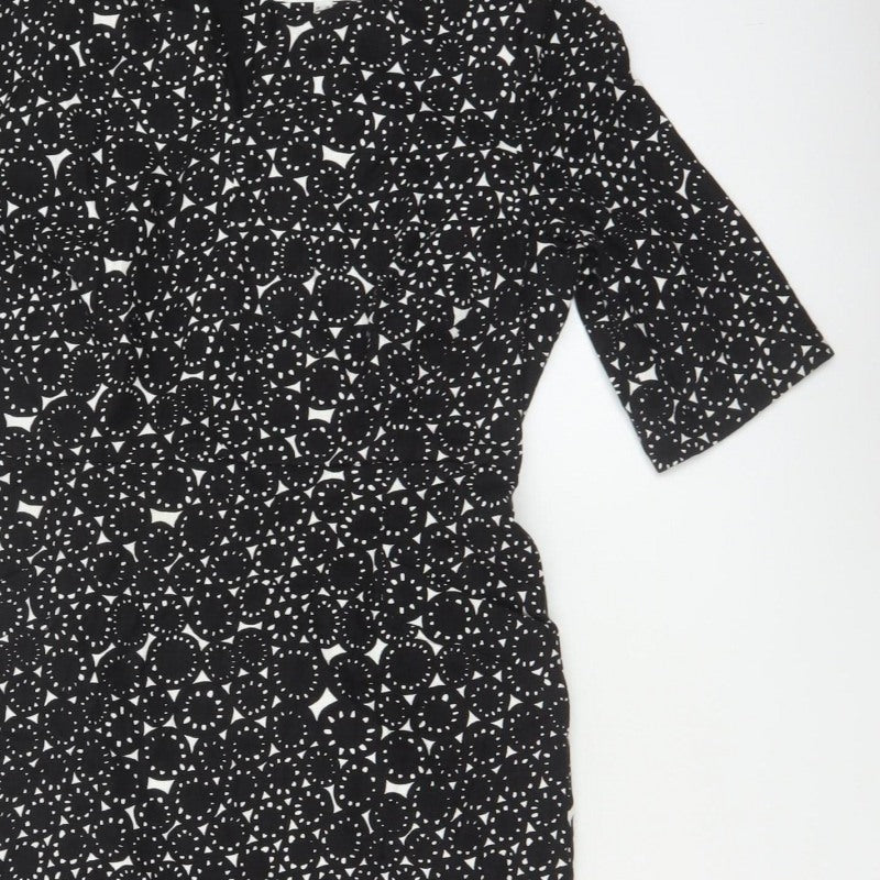 L.K.Bennett Women's Black UK 14 Geometric Print Pencil Knee Dress