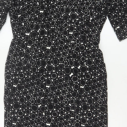L.K.Bennett Women's Black UK 14 Geometric Print Pencil Knee Dress