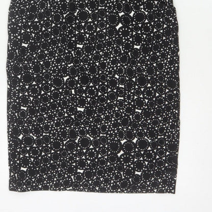 L.K.Bennett Women's Black UK 14 Geometric Print Pencil Knee Dress
