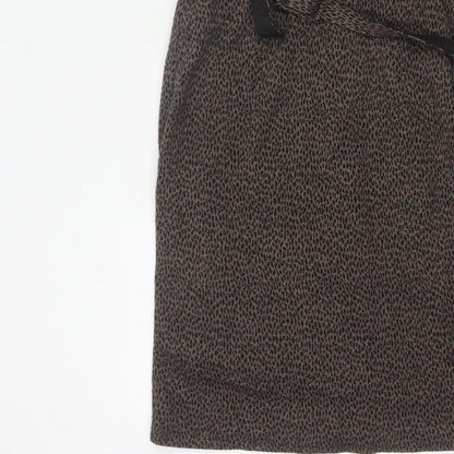 Laura Ashley Women Brown Leopard Print Belted Sheath Dress UK 10
