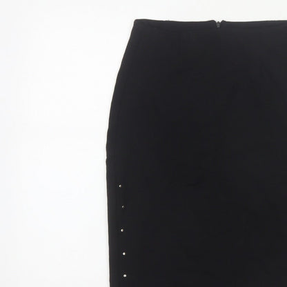 Reserved Women Black UK 8 Studded Pencil Knee Length Skirt