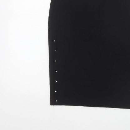 Reserved Women Black UK 8 Studded Pencil Knee Length Skirt