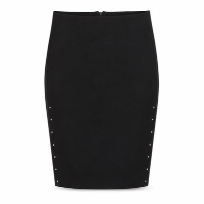 Reserved Women Black UK 8 Studded Pencil Knee Length Skirt