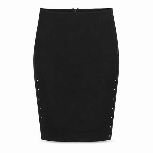 Reserved Women Black UK 8 Studded Pencil Knee Length Skirt