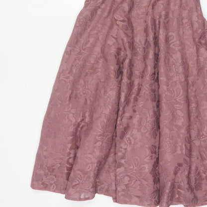Jolie Moi Women Pink Floral Lace Fit & Flare Knee Length Dress UK 10