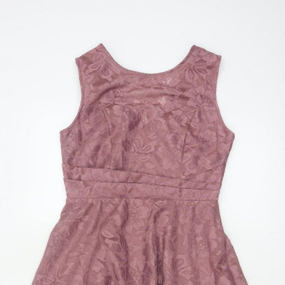 Jolie Moi Women Pink Floral Lace Fit & Flare Knee Length Dress UK 10