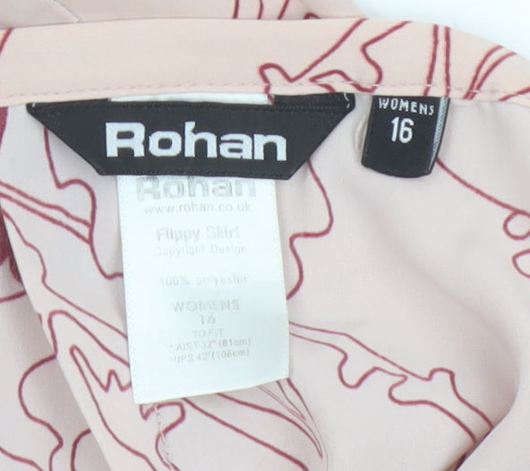 Rohan Women’s Pink Floral Flippy Skirt UK 16 Knee Length Travel