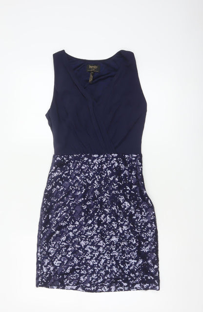 Laundry by Shelli Segal Women Blue UK 6 Petite Sequin V-Neck Sheath Dress