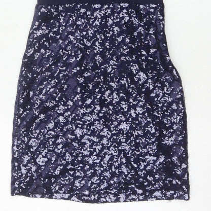 Laundry by Shelli Segal Women Blue UK 6 Petite Sequin V-Neck Sheath Dress