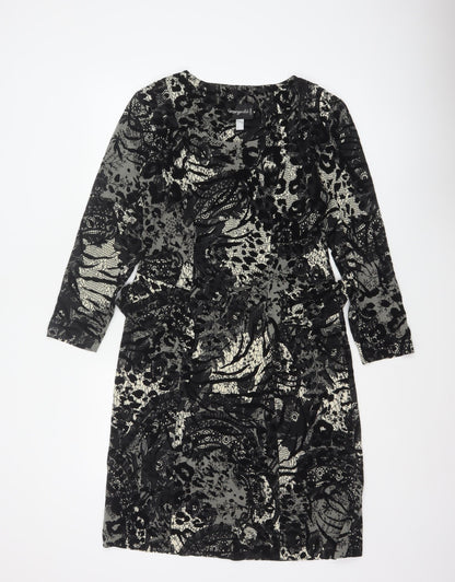 Georgede Women Black Ivory Floral Lace Sheath Dress UK 14