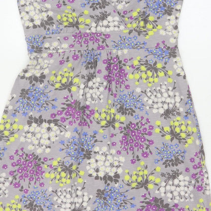 Boden Women’s Grey Floral Wrap Jersey Dress UK 14 Short Sleeve