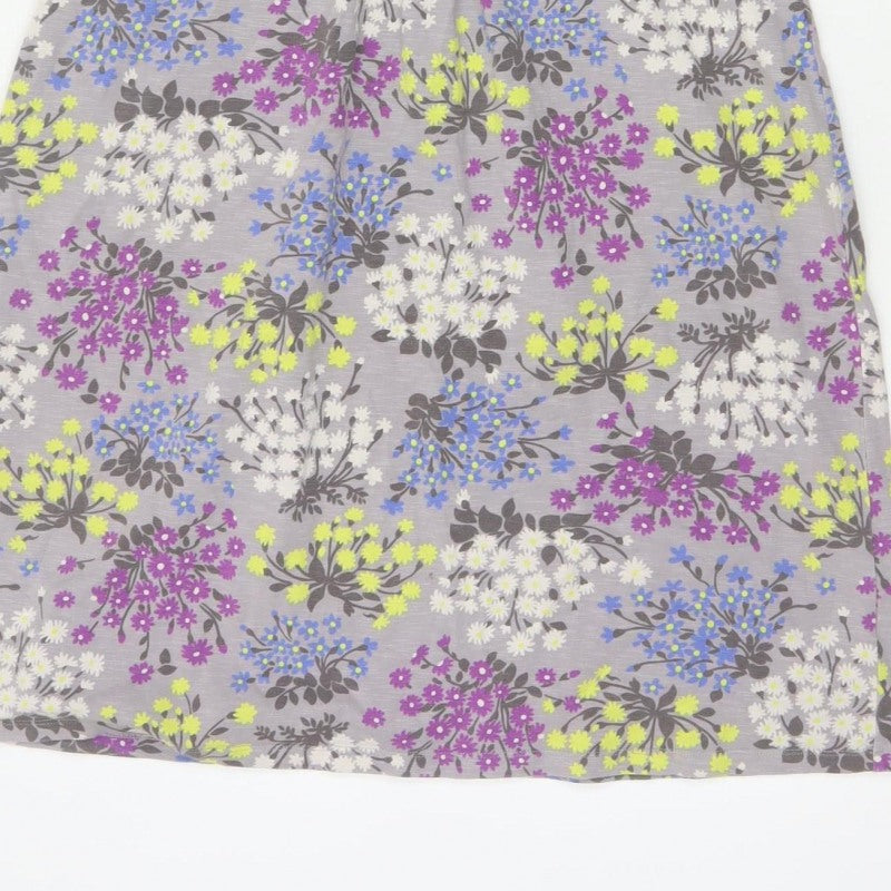 Boden Women’s Grey Floral Wrap Jersey Dress UK 14 Short Sleeve