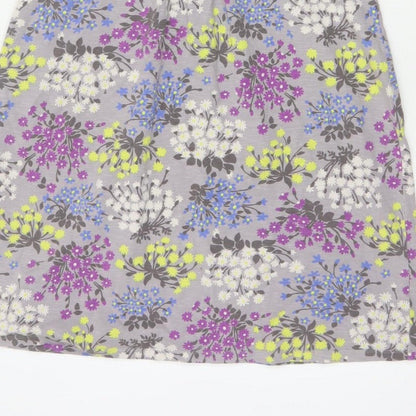 Boden Women’s Grey Floral Wrap Jersey Dress UK 14 Short Sleeve
