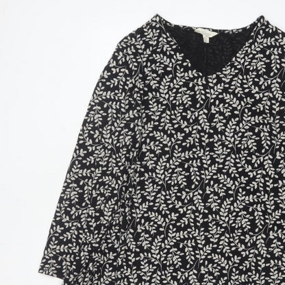 Seasalt Cornwall Women Black Floral Organic Cotton Tunic Dress UK 18