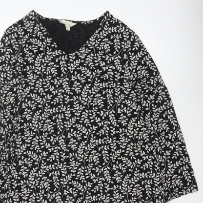 Seasalt Cornwall Women Black Floral Organic Cotton Tunic Dress UK 18