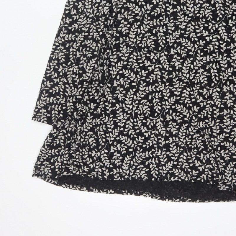 Seasalt Cornwall Women Black Floral Organic Cotton Tunic Dress UK 18