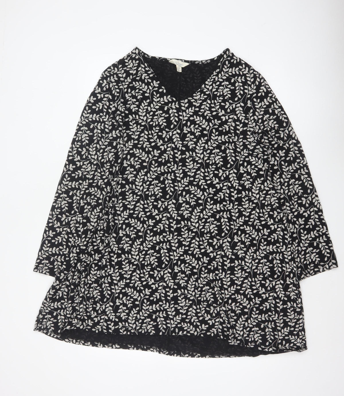 Seasalt Cornwall Women Black Floral Organic Cotton Tunic Dress UK 18