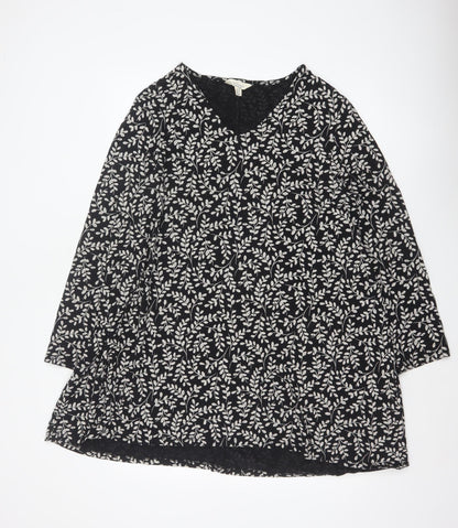 Seasalt Cornwall Women Black Floral Organic Cotton Tunic Dress UK 18