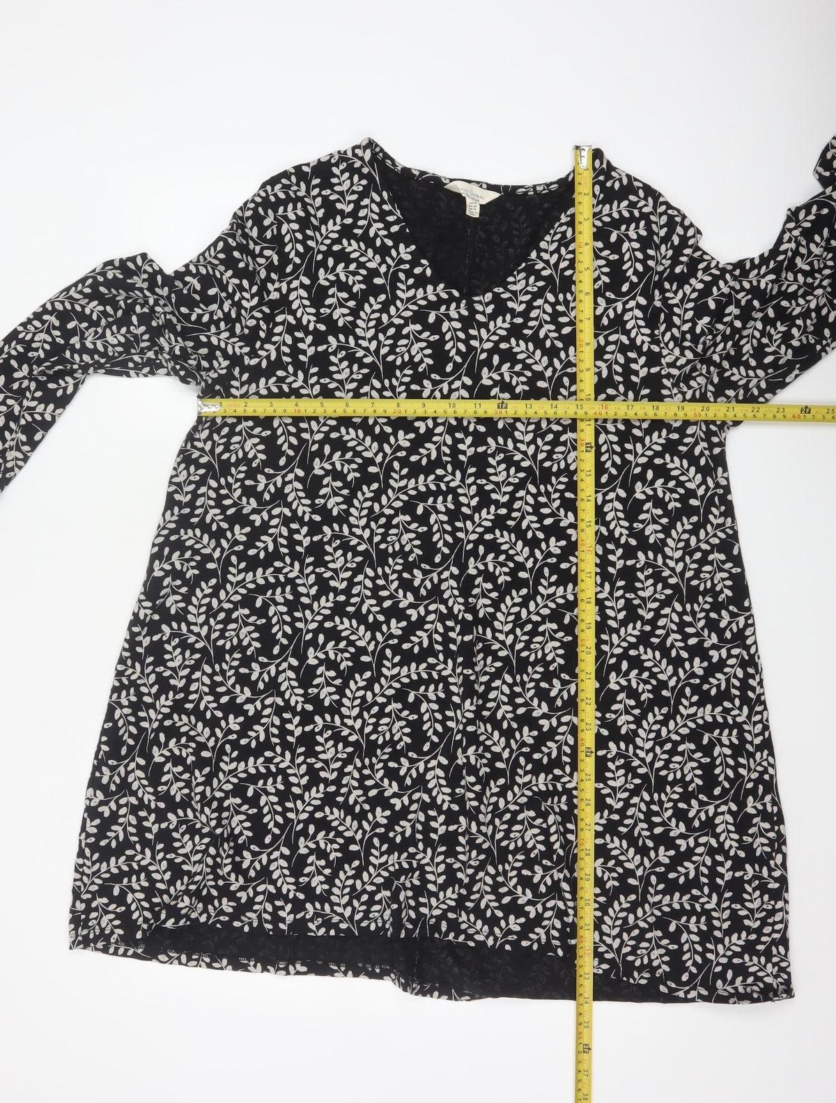 Seasalt Cornwall Women Black Floral Organic Cotton Tunic Dress UK 18