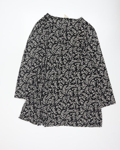 Seasalt Cornwall Women Black Floral Organic Cotton Tunic Dress UK 18