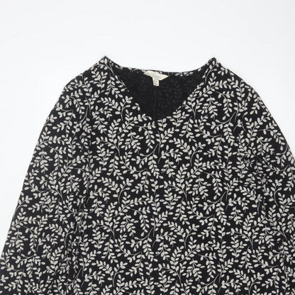 Seasalt Cornwall Women Black Floral Organic Cotton Tunic Dress UK 18
