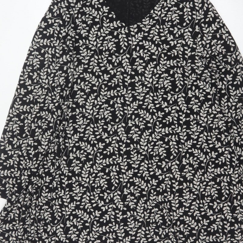 Seasalt Cornwall Women Black Floral Organic Cotton Tunic Dress UK 18