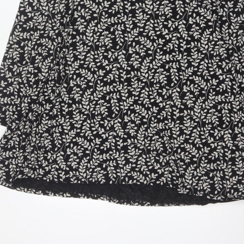 Seasalt Cornwall Women Black Floral Organic Cotton Tunic Dress UK 18