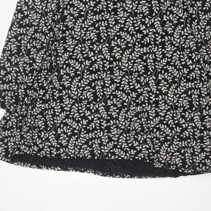 Seasalt Cornwall Women Black Floral Organic Cotton Tunic Dress UK 18