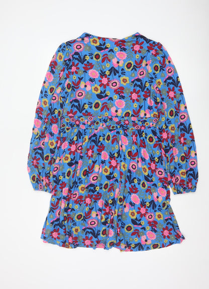 Boden Women Blue Floral Fit & Flare Jersey Dress UK 14 Long Sleeve