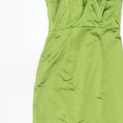 Coast Women Green UK 8 Satin Cowl Neck Midi Sheath Occasion Dress
