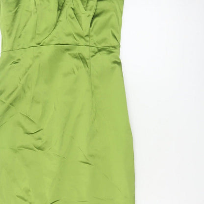 Coast Women Green UK 8 Satin Cowl Neck Midi Sheath Occasion Dress