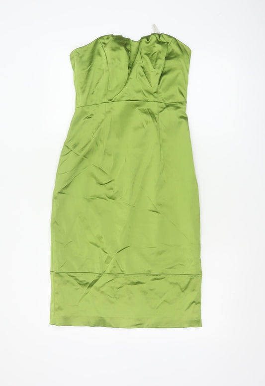 Coast Women Green UK 8 Satin Cowl Neck Midi Sheath Occasion Dress