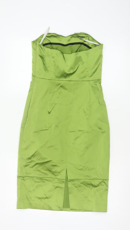 Coast Women Green UK 8 Satin Cowl Neck Midi Sheath Occasion Dress