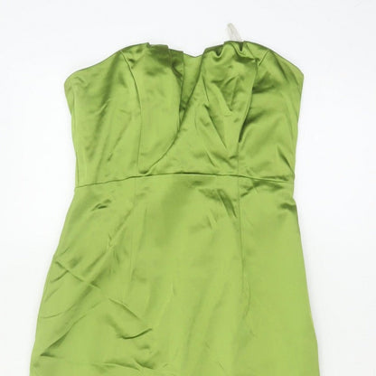 Coast Women Green UK 8 Satin Cowl Neck Midi Sheath Occasion Dress