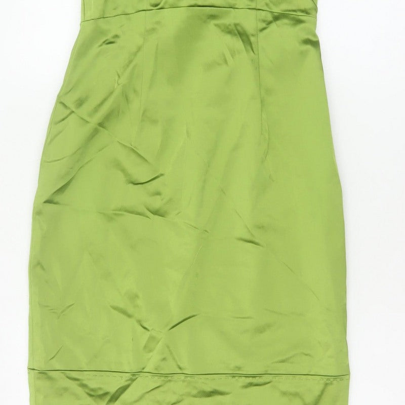 Coast Women Green UK 8 Satin Cowl Neck Midi Sheath Occasion Dress
