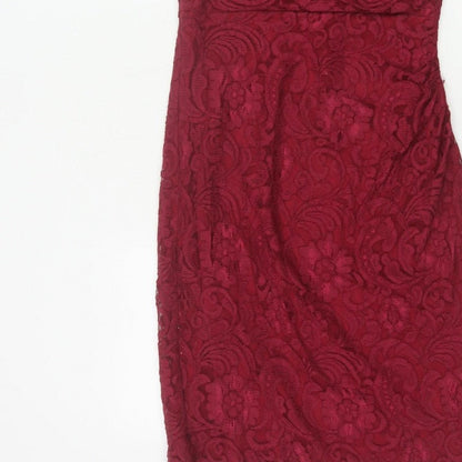 Joe Browns Women Red UK 10 Floral Lace Bodycon Knee Length Party Dress