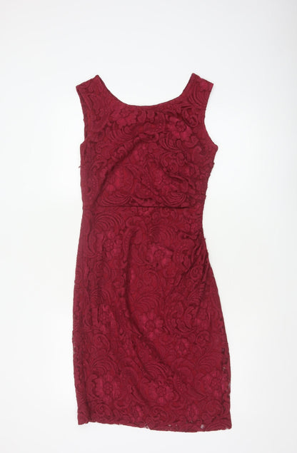 Joe Browns Women Red UK 10 Floral Lace Bodycon Knee Length Party Dress