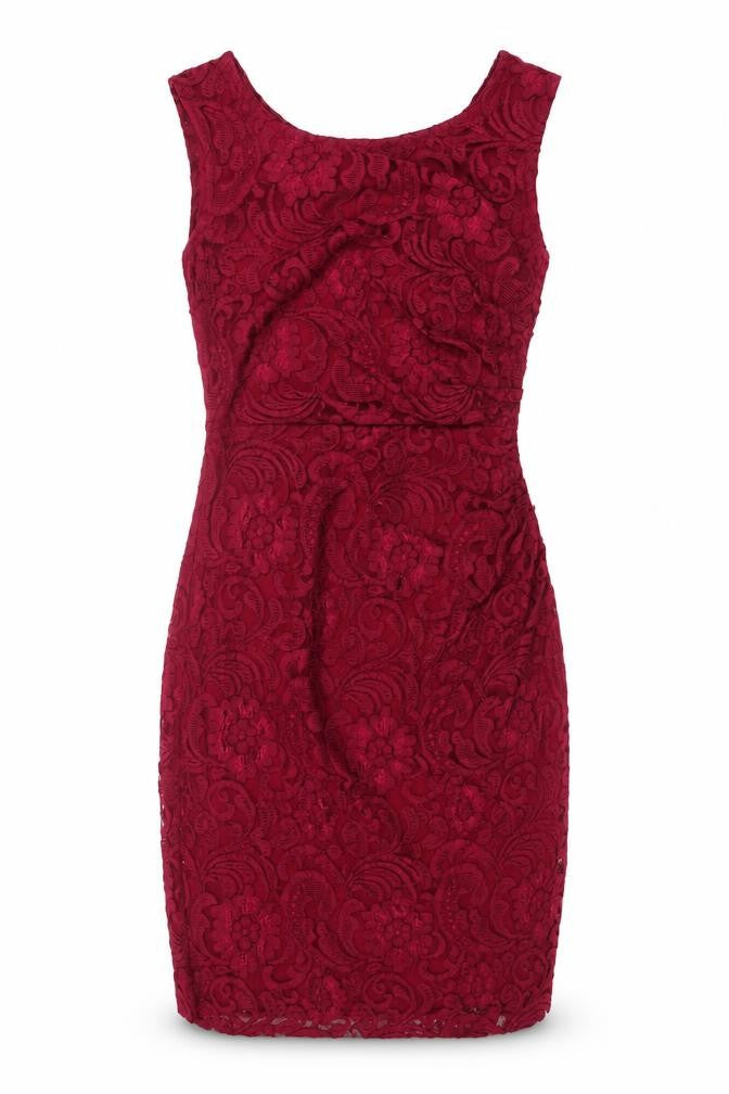 Joe Browns Women Red UK 10 Floral Lace Bodycon Knee Length Party Dress