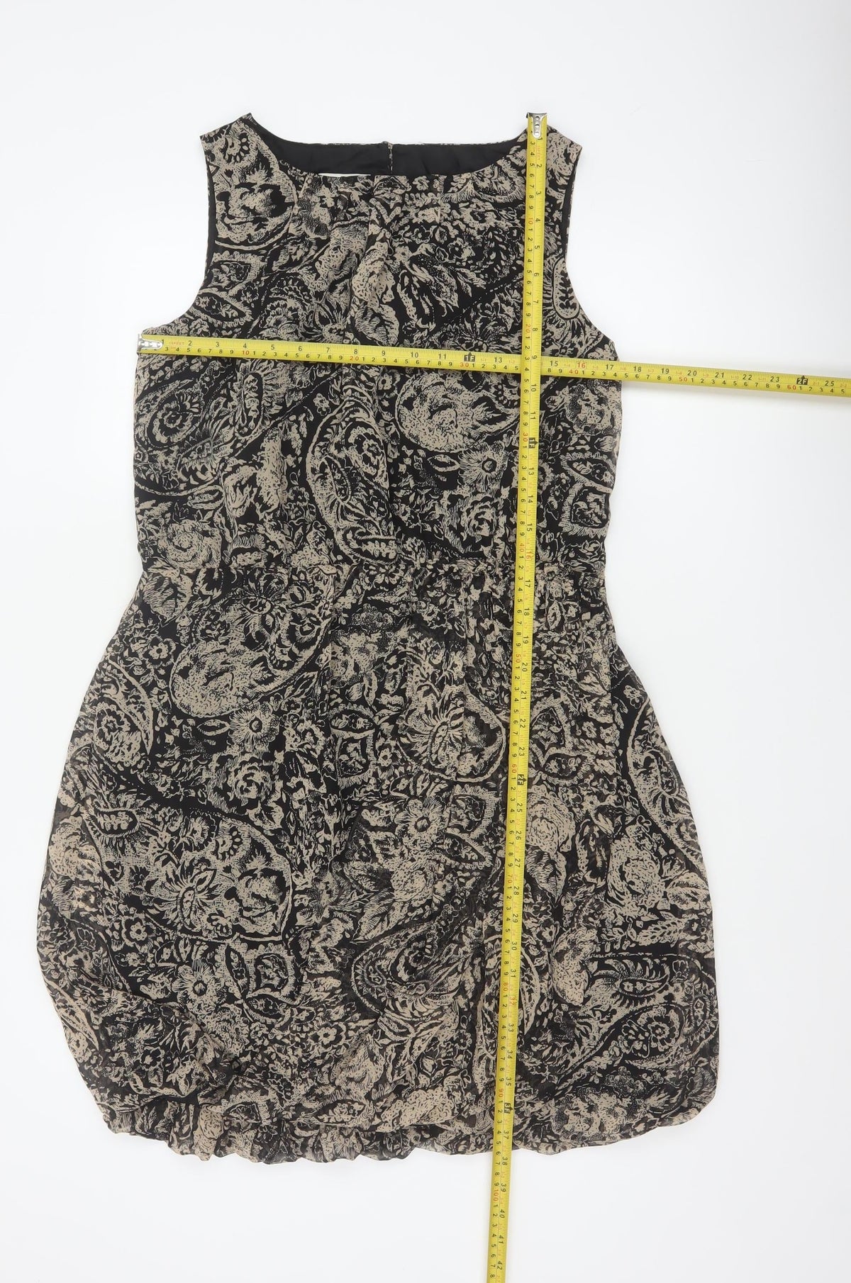 Monsoon Women Black Paisley Fit & Flare Knee Dress UK 14 Lined