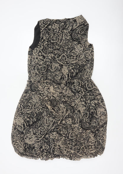 Monsoon Women Black Paisley Fit & Flare Knee Dress UK 14 Lined