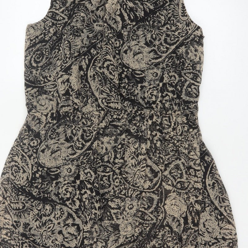 Monsoon Women Black Paisley Fit & Flare Knee Dress UK 14 Lined