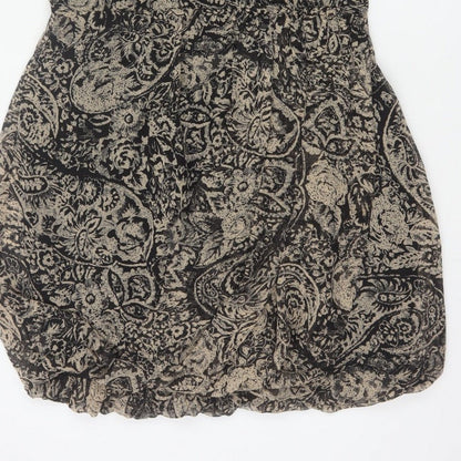 Monsoon Women Black Paisley Fit & Flare Knee Dress UK 14 Lined