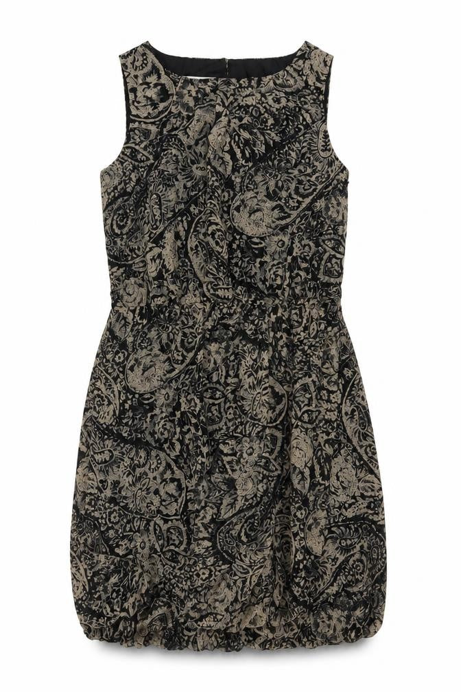 Monsoon Women Black Paisley Fit & Flare Knee Dress UK 14 Lined